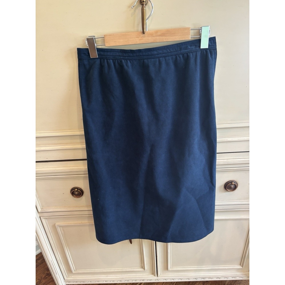 Vintage Blassport Spinner Ultra‎ Suede Suede Blue Midi Pencil Skirt 80s Size 30